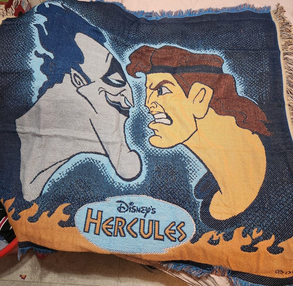 Rare Beacon Disney Hercules Hades Tapestry Woven Fringe Throw Blanket 52x57